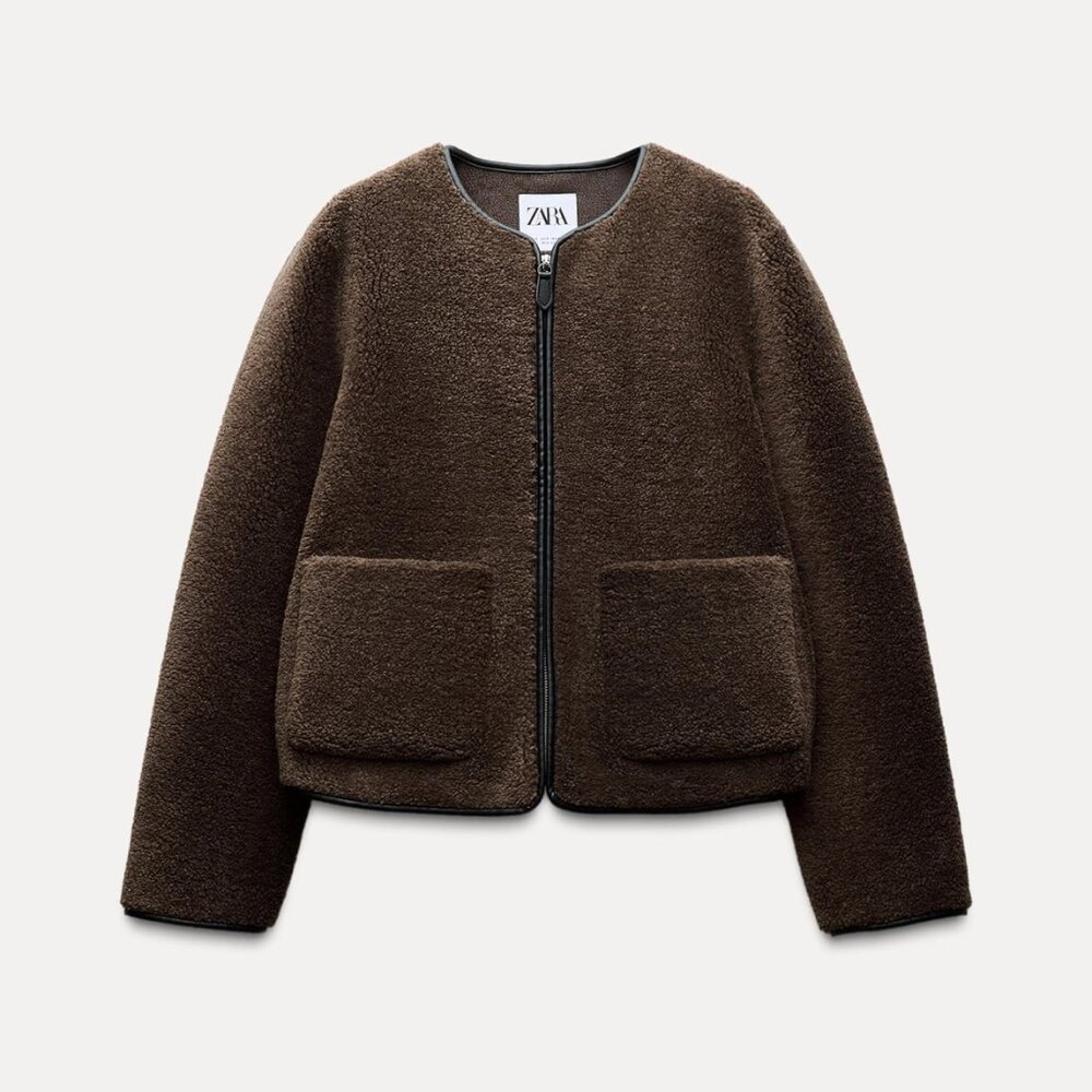 Zara Brown Shearling Teddy Jacket